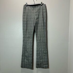 INC Gray Herringbone Plaid Flare Pants with Stretchy Waist